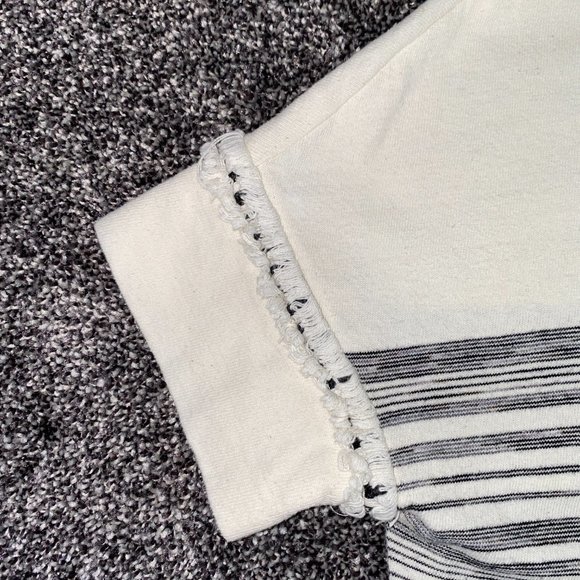 Eva Franco White TShirt Black White Stripes with Pocket Size Small - Picture 5 of 7